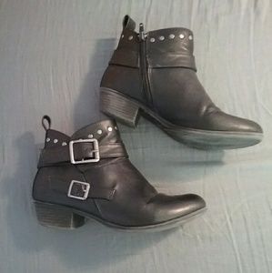 Cute black buckle booties